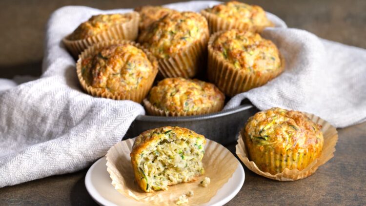 Buckwheat zucchini muffins freshly baked from the oven