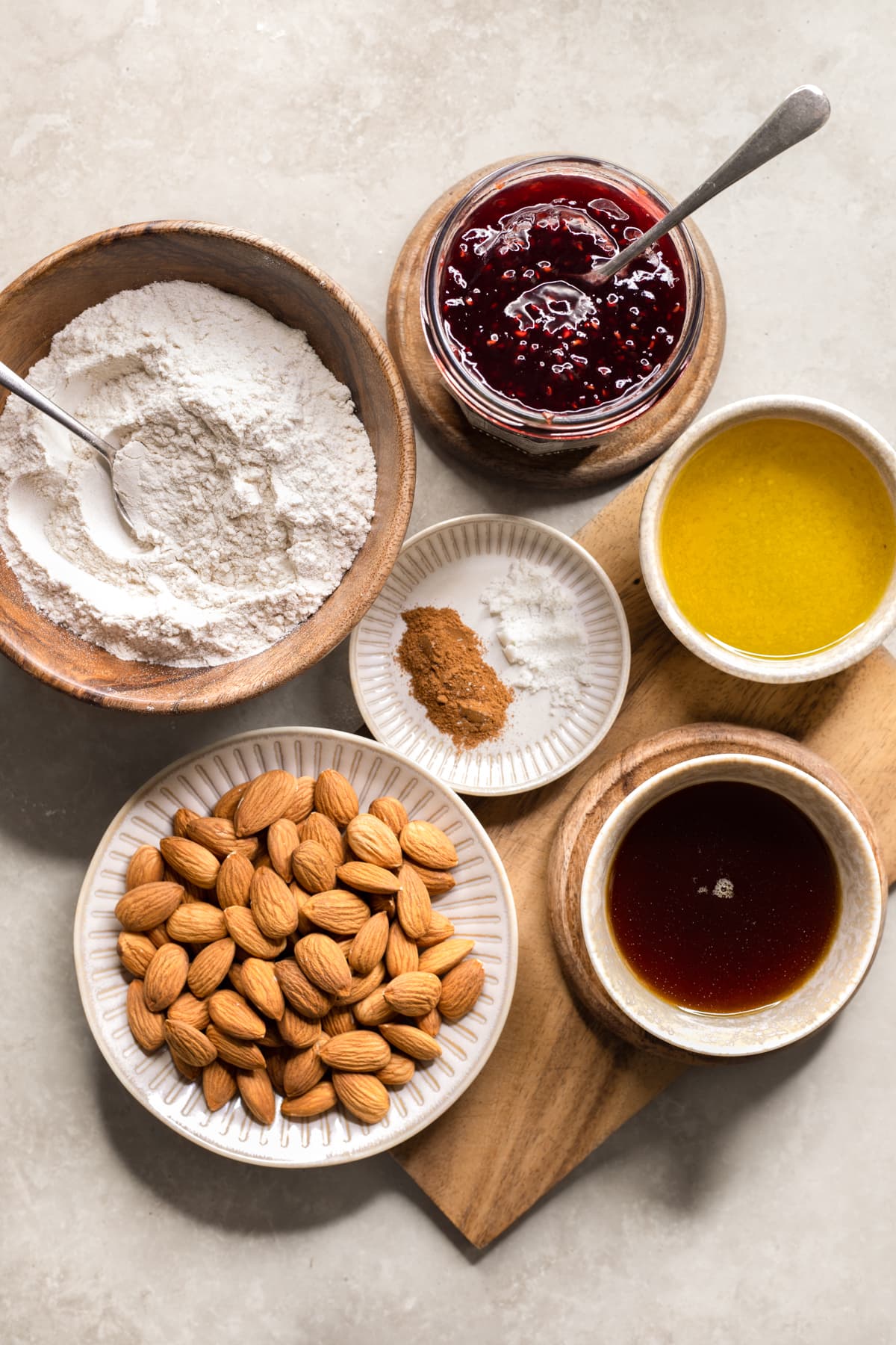 Ingredients for Buckwheat Jam Thumbprint Cookies