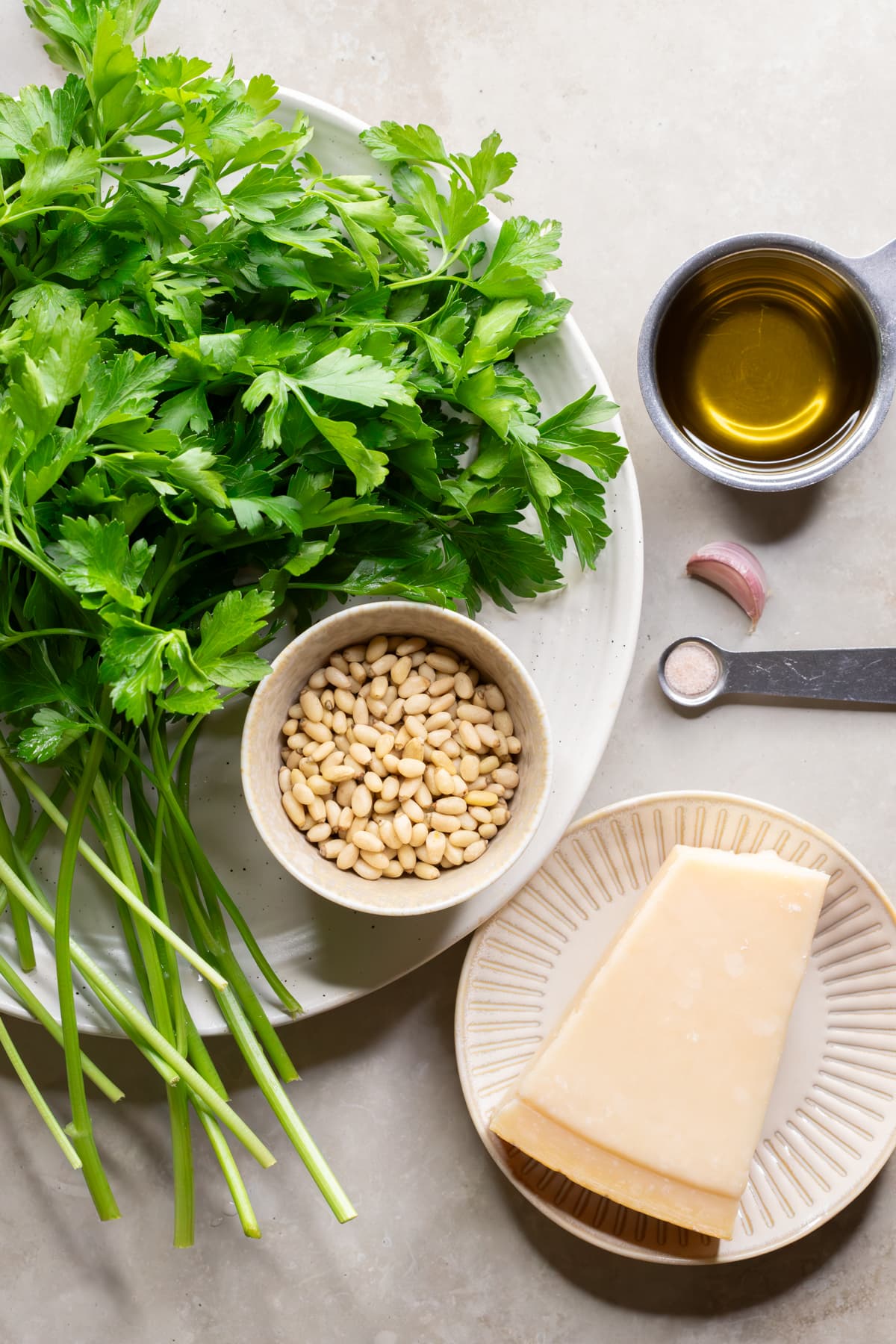 Ingredients for Parsley Pine Nut Pesto