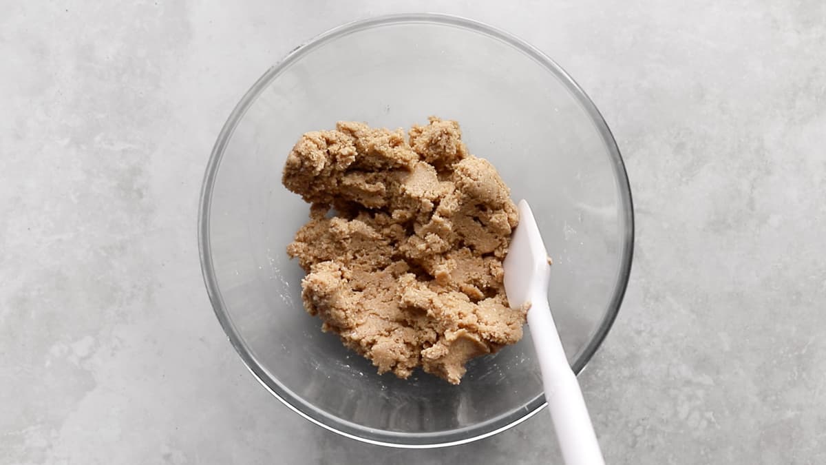 Protein bar dough in a mixing bowl