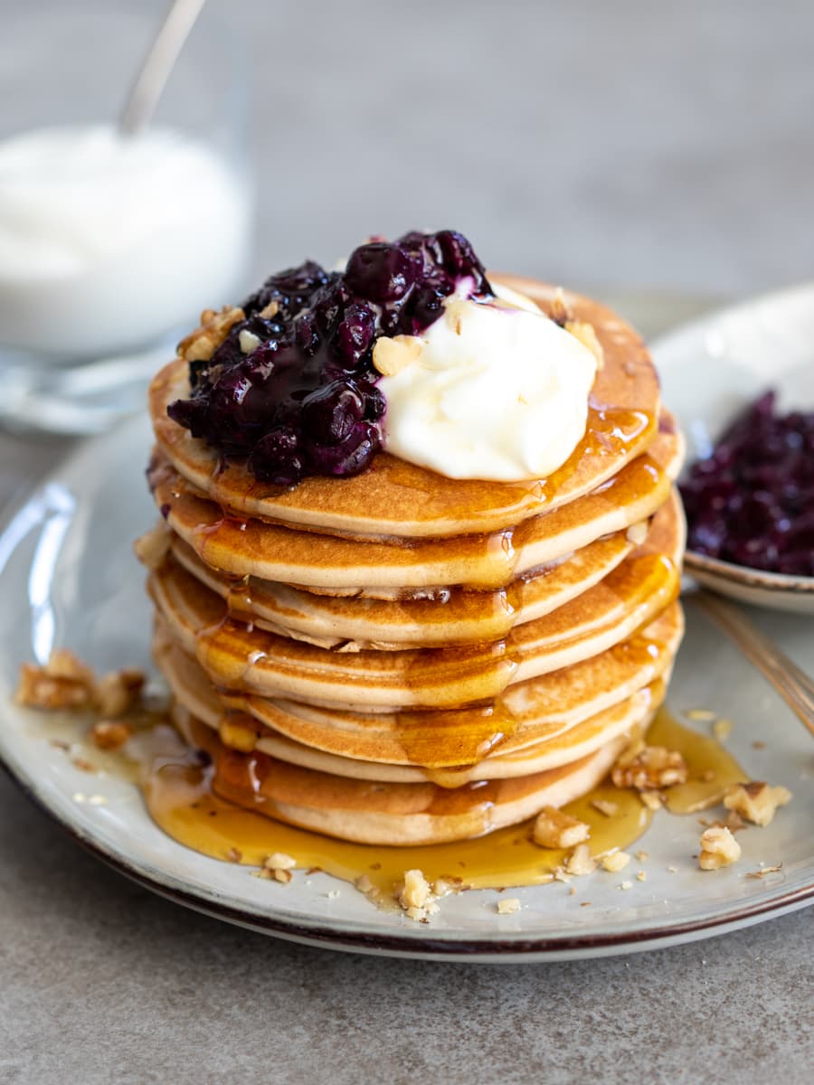 Buckwheat Pancakes with Quick Blueberry Compote