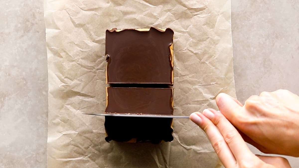 Cut the slice into pieces once firm