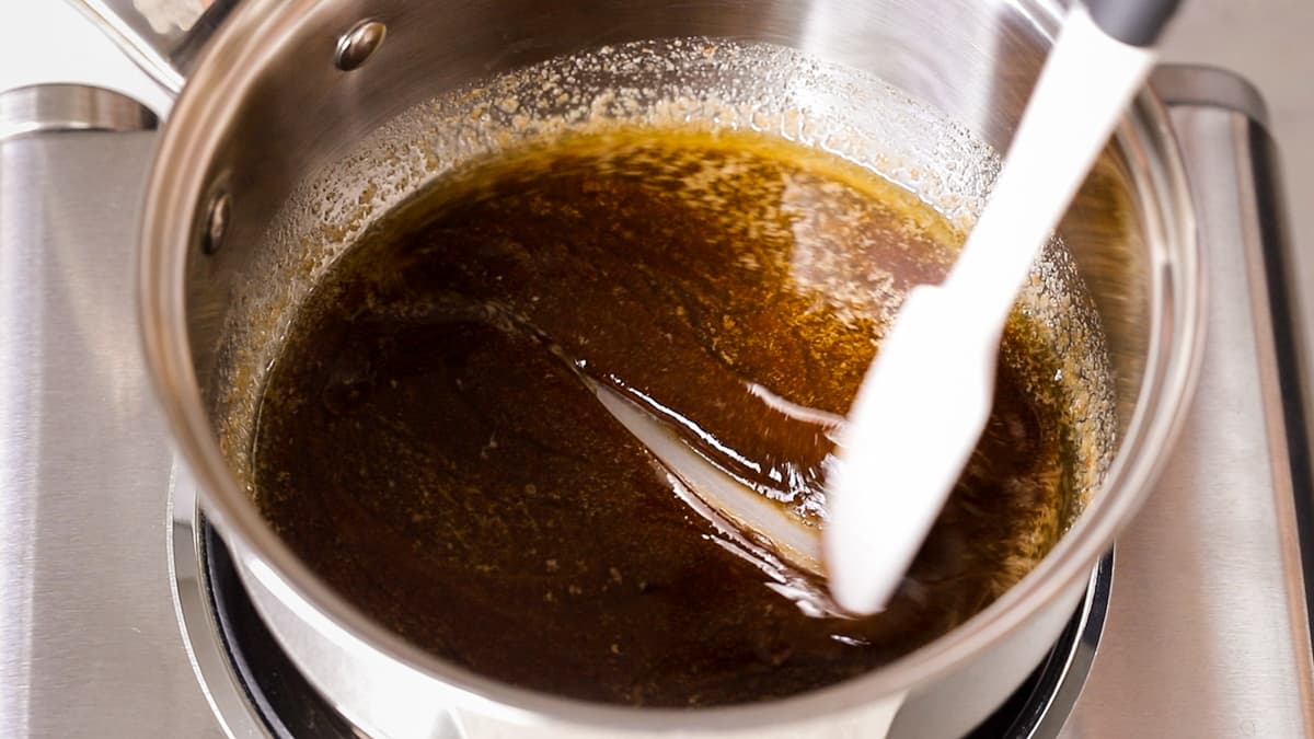 Melt the butter and coconut sugar