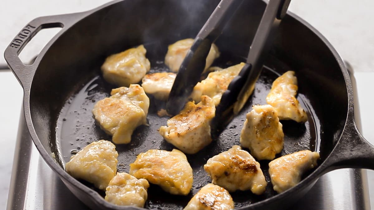 Cook the chicken for the stir fry in a skillet or non-stick frying pan