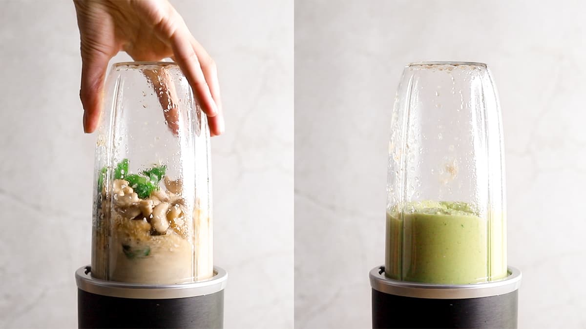 Blend the mint filling for the slice