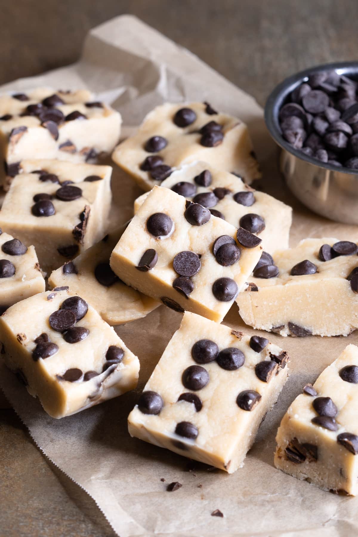 Nut Free Cookie Dough Protein Bars with chocolate chips