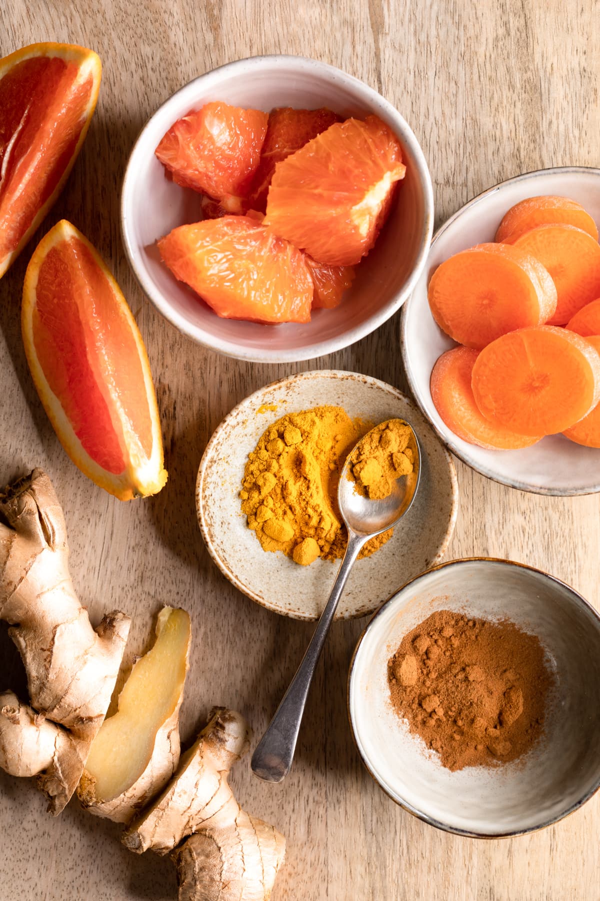 Ingredients for Orange Ginger Carrot Smoothie