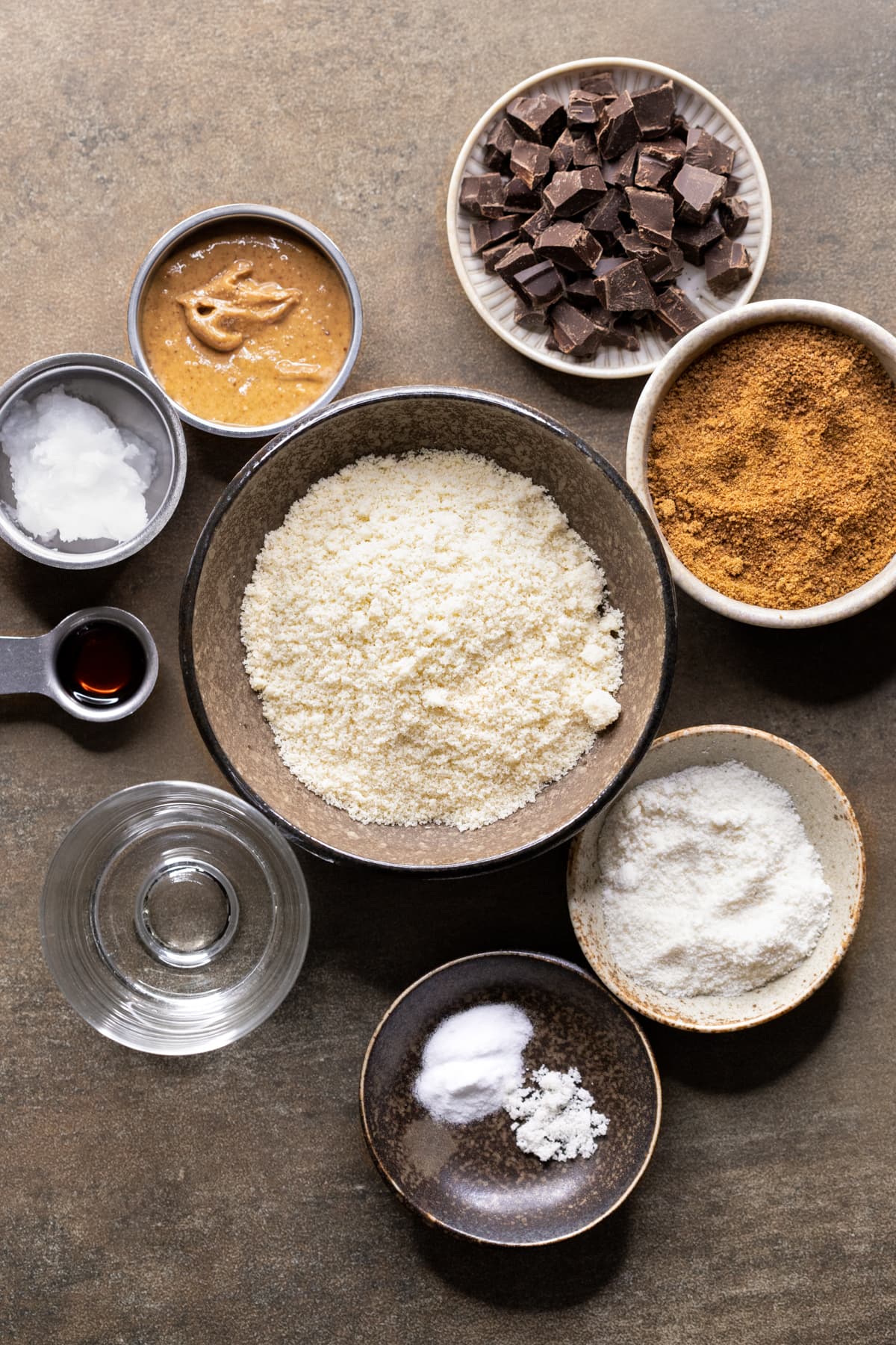 Ingredients for paleo chocolate chip cookies