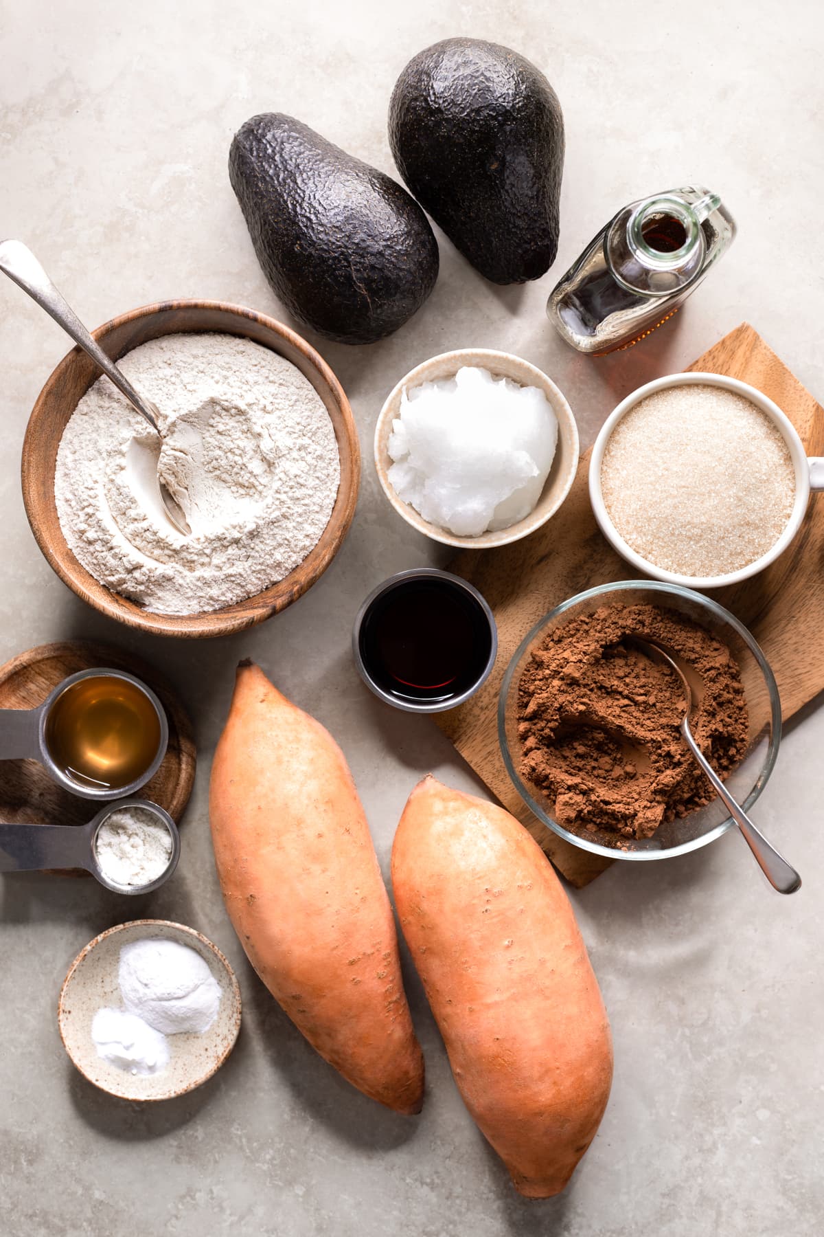 Ingredients for Vegan Sweet Potato Chocolate Fudge Cake