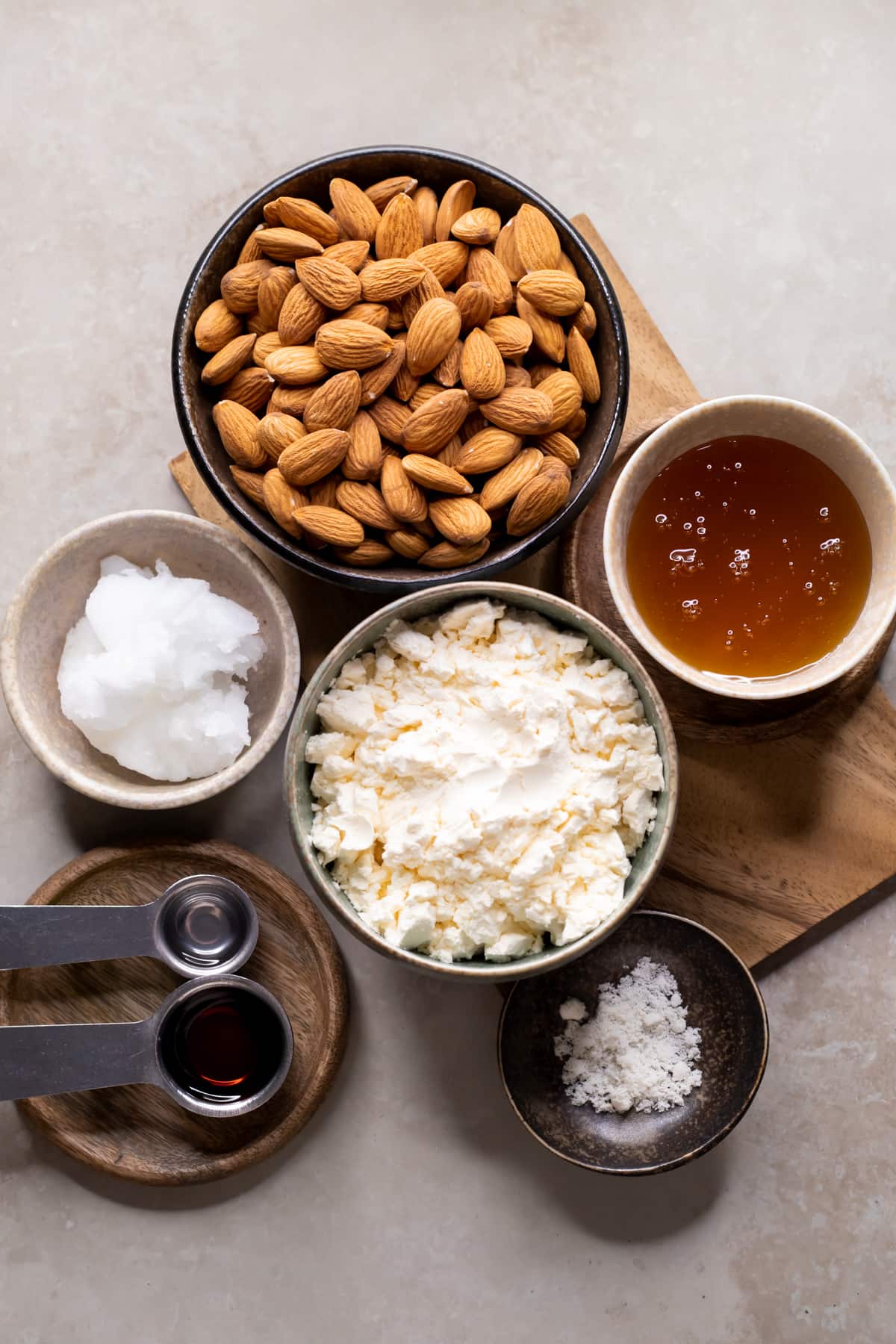 Ingredients for no bake almond nougat protein bars