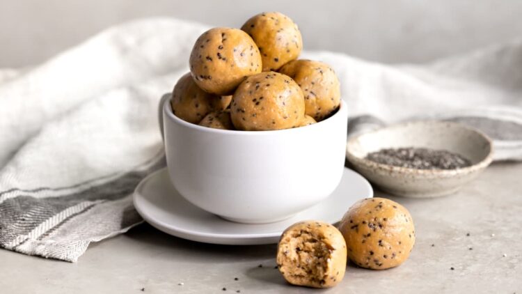 No-bake energy balls served in a bowl