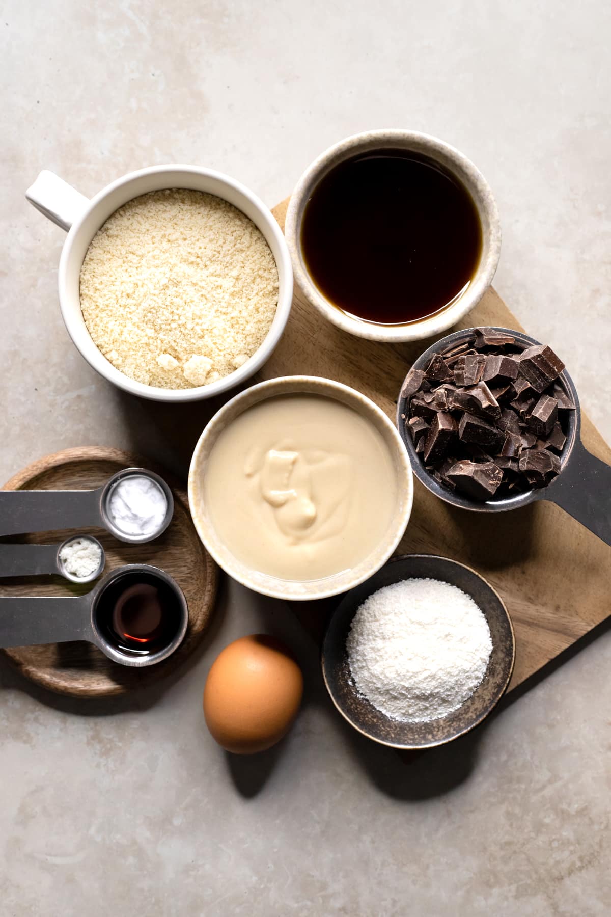 Ingredients for gluten free chocolate chip tahini blondies