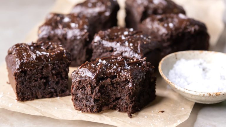Flourless zucchini brownies with chocolate frosting
