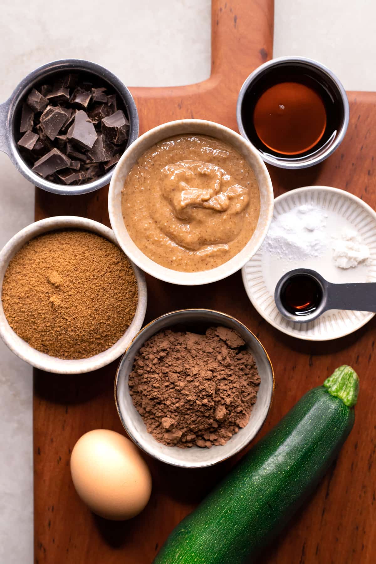 Ingredients for healthy zucchini brownies