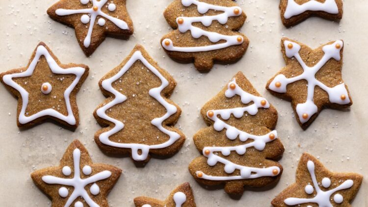 Decorated gingerbread cut-out cookies