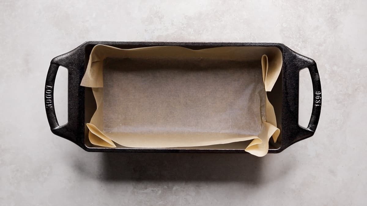 Line a loaf pan with parchment paper