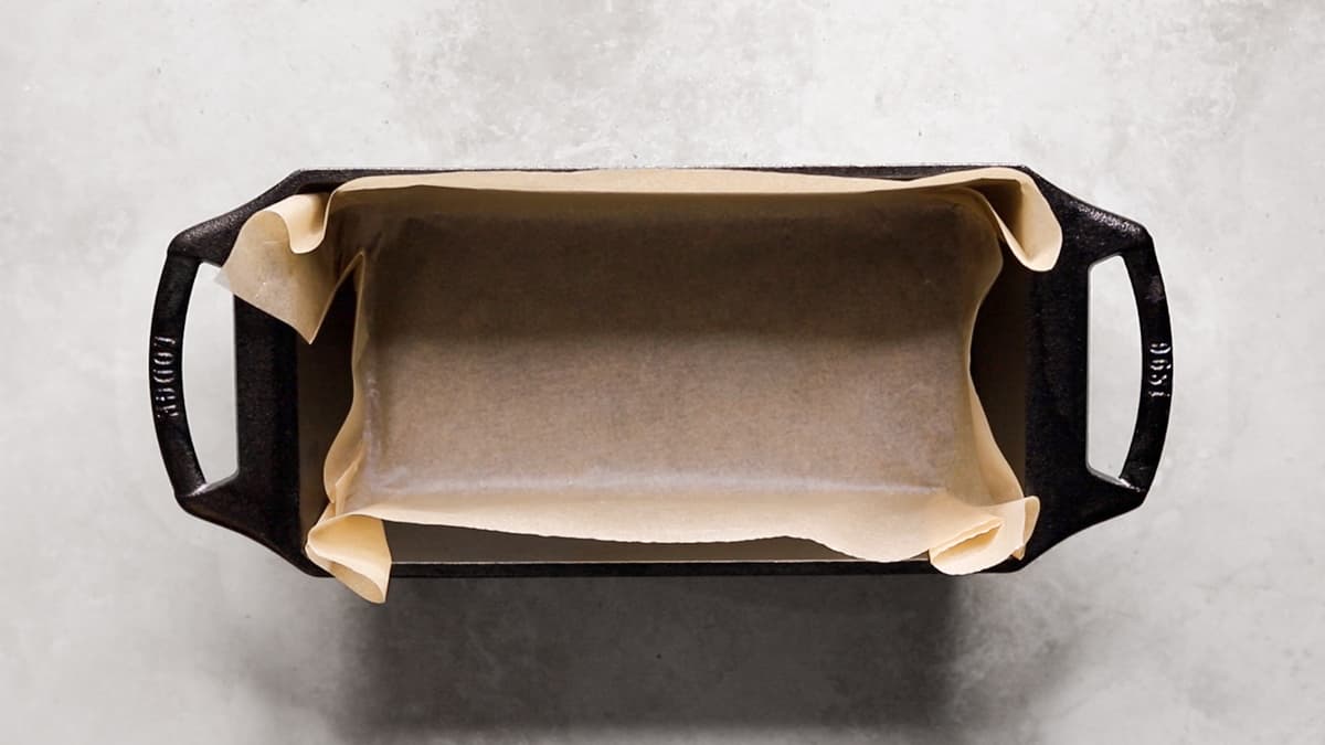 Line a loaf pan with parchment paper