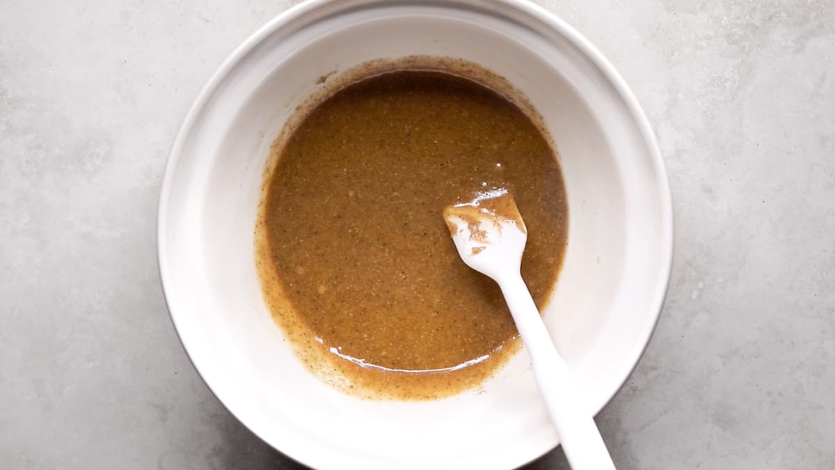 Mix the wet ingredients for the chocolate zucchini bread