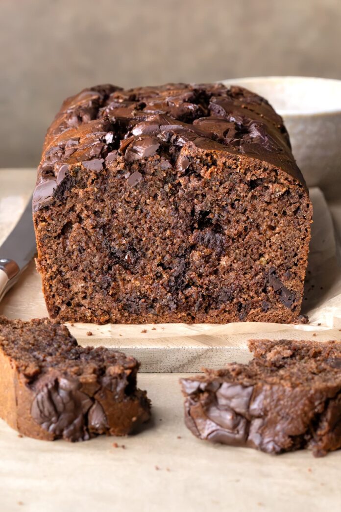 A loaf of gluten-free chocolate zucchini bread