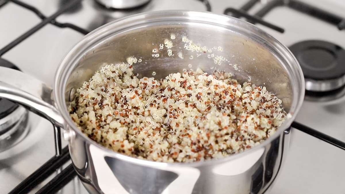 Cook the quinoa in a saucepan