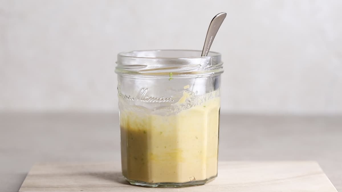 Mix the cashew lime salad dressing in a jar