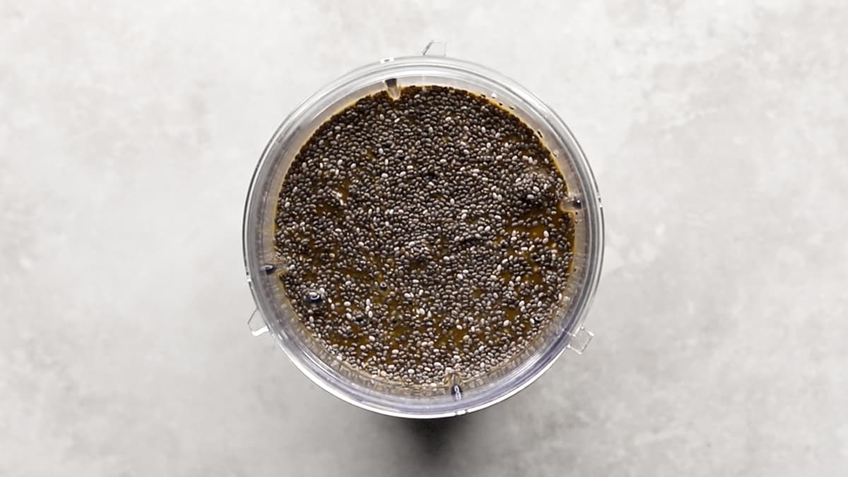 Add all of the chia pudding ingredients to a blender cup