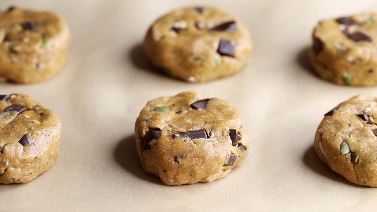 Shape the cookie dough into thick discs
