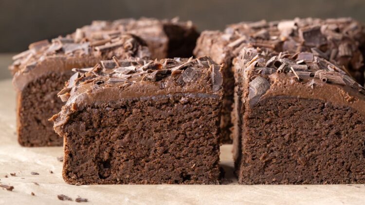 Pieces of flourless chickpea chocolate cake