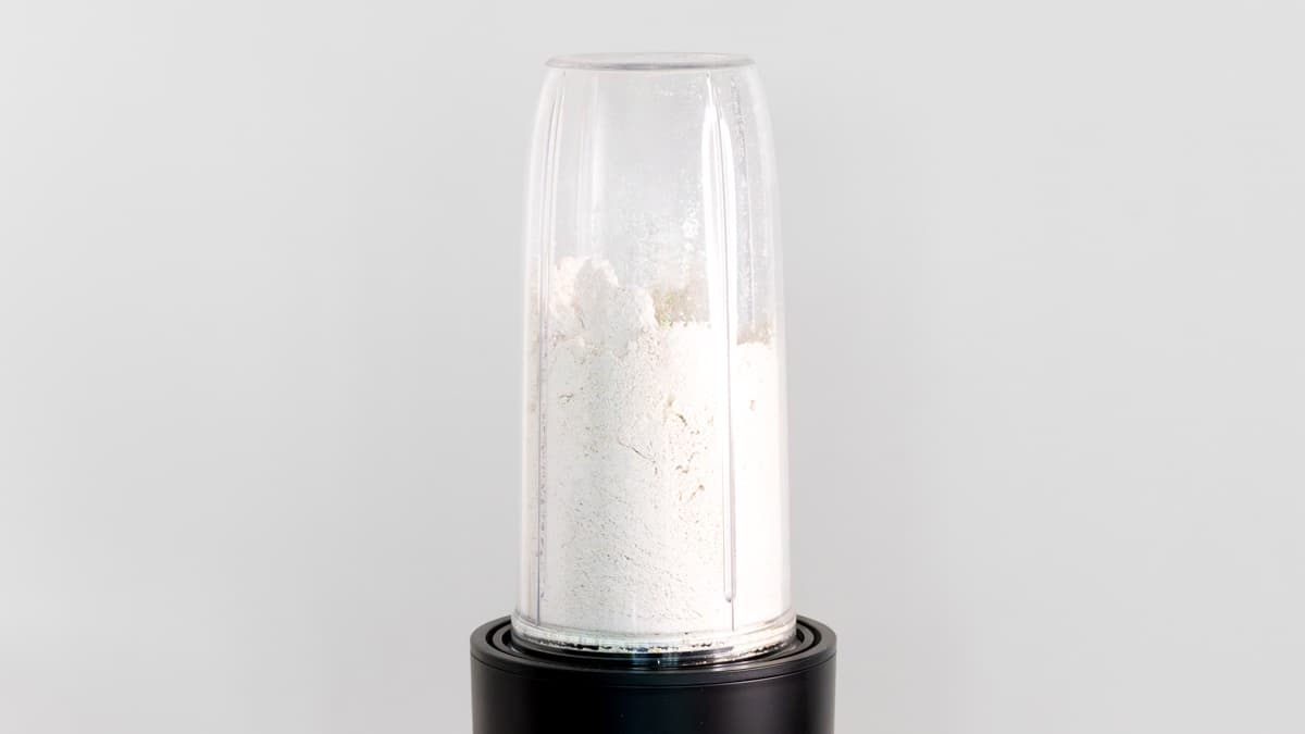 Finely ground oat flour in a blender